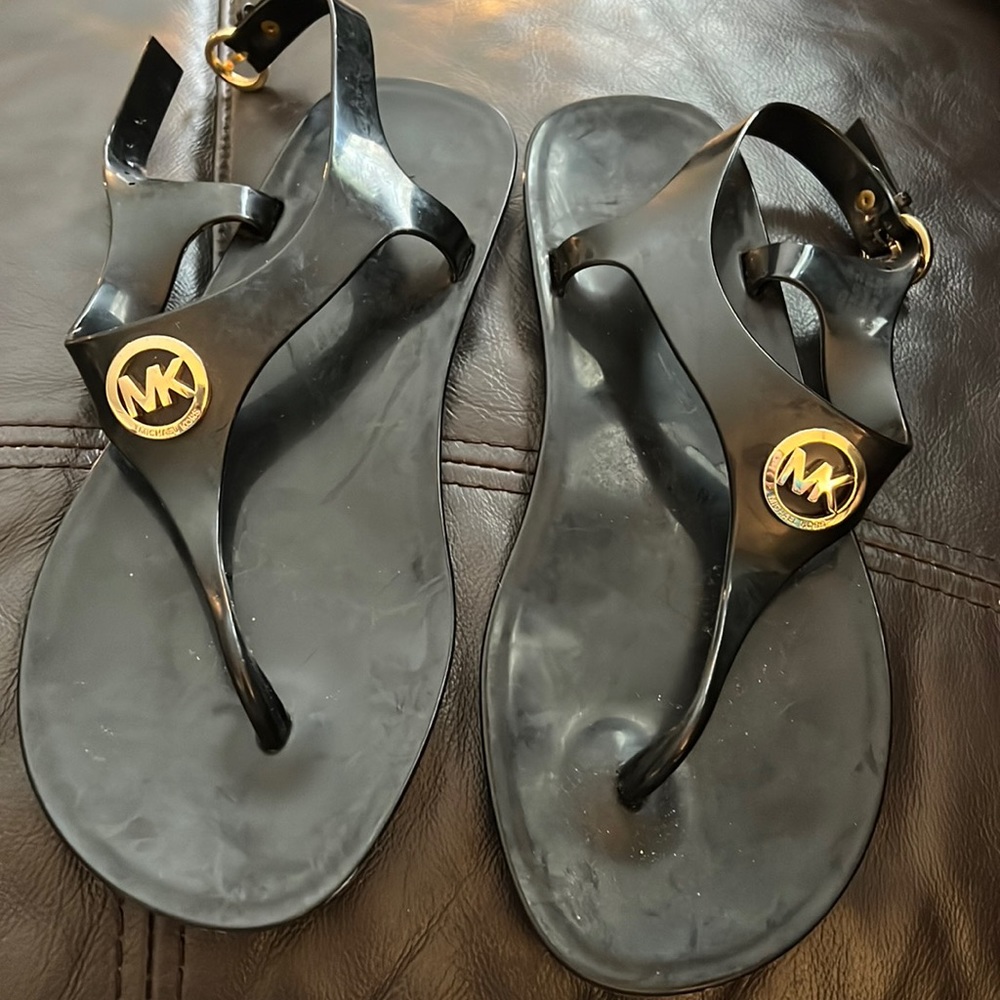Michael Michael Kors black and gold sandals